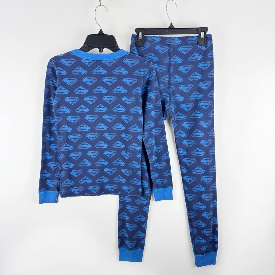 Hanna Andersson Pajamas Size 140 US 10 2pc Set Blue Superman Long Sleeve PJ - Image 2 of 4