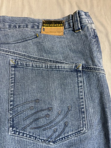 Vintage Rocawear Shorts Mens 40 Jean Blue Y2K Streetwear Wide Leg Baggy - Picture 7 of 8
