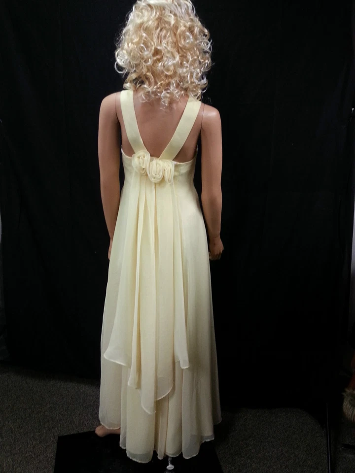 Vestido Formal Maxi Jordon Amarillo Pastel Espalda Velo Rosa Diosa Sin Mangas PS Foto 4 de 4