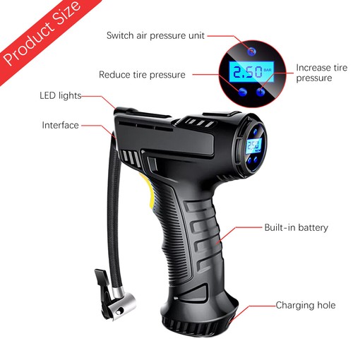 LCD Elektrische Akku Luftpumpe 150 PSI Auto Reifen Druckluft Fahrrad Kompressor - Bild 7 von 10