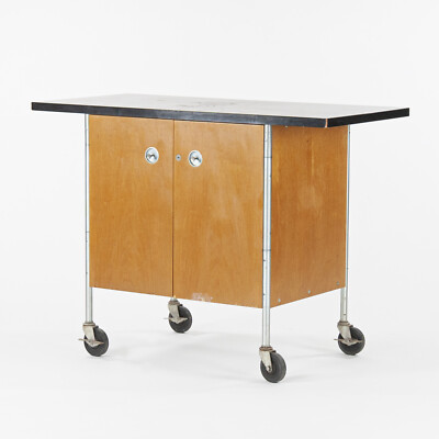 Henry P. Glass Rolling Bar Tea Cart Cabinet by Fleetwood Furniture Company Knoll