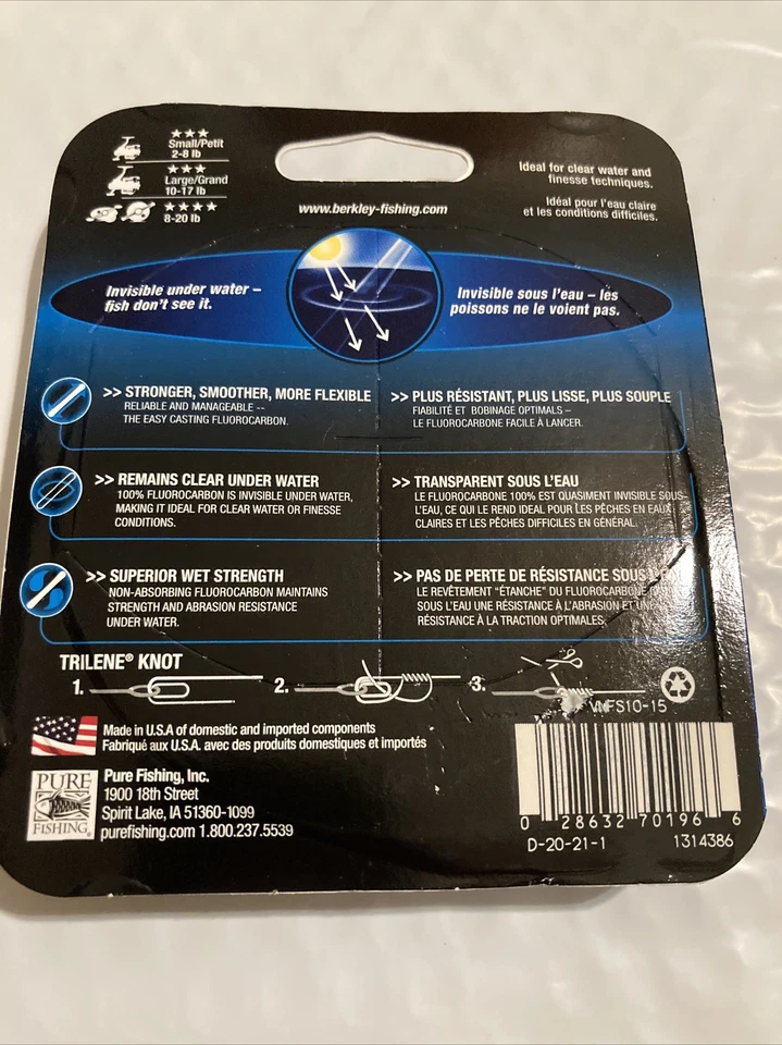 Berkley Vanish Fishing Line (250 yds) - Clear 10lb - Image 2 of 2