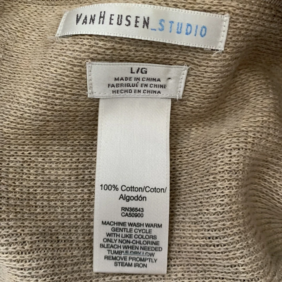 Cárdigan suéter Van Heusen Studio para mujer talla L tostado manga larga cortina abierta Foto 3 de 4