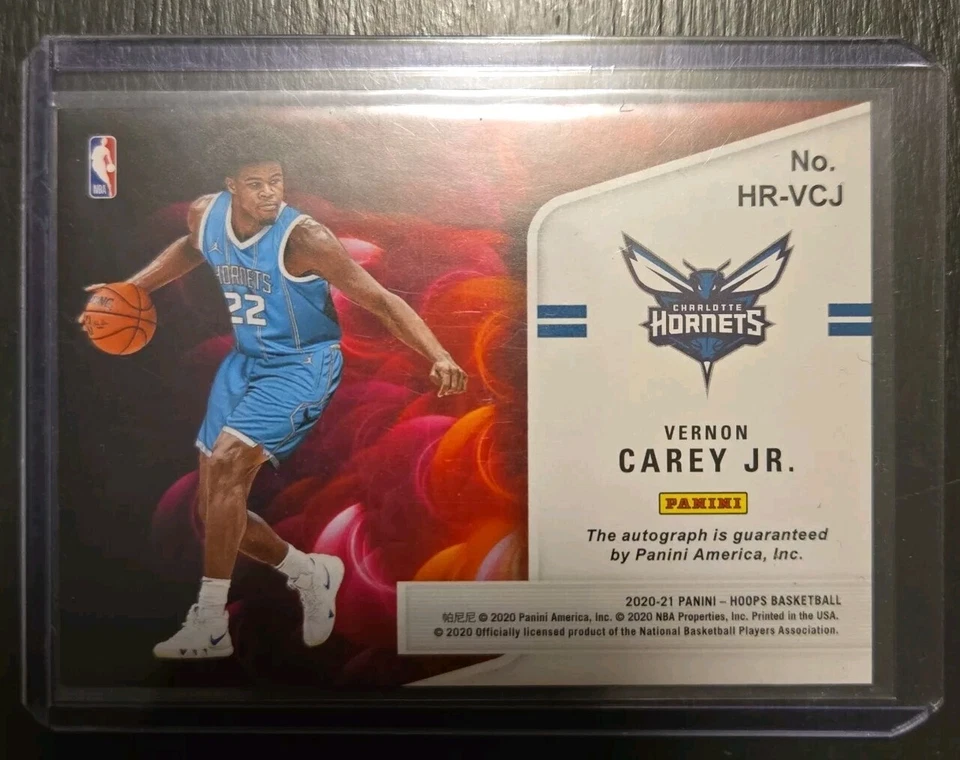 2020-21 Hoops Vernon Carey Jr. Hot Signatures Rookie Green  # HR-VCJ RC - Image 2 of 2