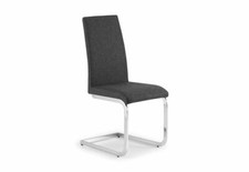 Julian Bowen Roma Slate Grey Linen Cantilever Metal Leg Dining Chair