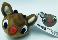 Bark Box Super Chewer Reindeer Games Rudolph Dog Toy Medium Ball Fetch Squeak