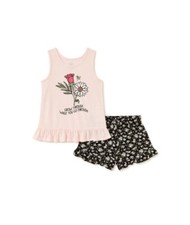 NWT 2-Piece Girls 10-12 Outfit Ruffled Tank Top Shorts Matching Scrunchie