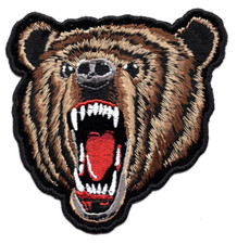 BROWN BEAR HEAD Iron On Patch Wild Animal Forest Zoo Woods