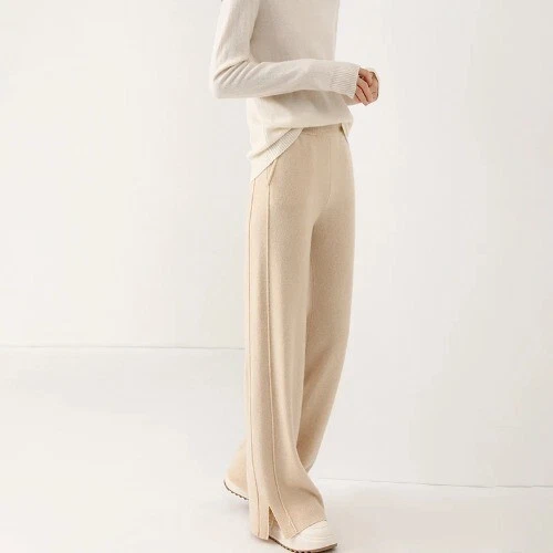 Pantalones sueltos de cachemir de cintura alta para mujer - Imagen 3 de 31