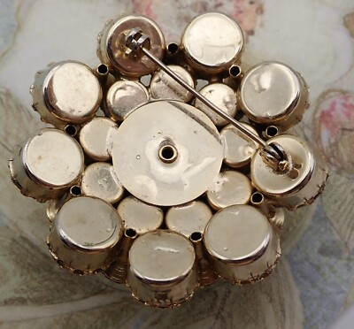 Vtg Juliana Dogtooth Scalloped Prong AB Golden Rhinestone Gold