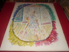 RARE LITHOGRAPHIE K. TERECHKOVITCH SIGNEE  "JEUNE FEMME ASSISE"  10/150 Ca 1960