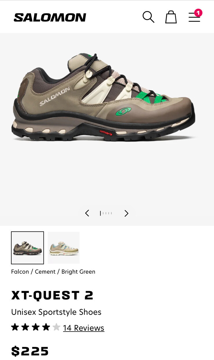 SALOMON Solomon XT Quest 2 nuove scarpe da trekking $225 7 5