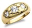 9ct Yellow Gold on Silver Antique Style Three Stone Men's Gypsy Ring P ...