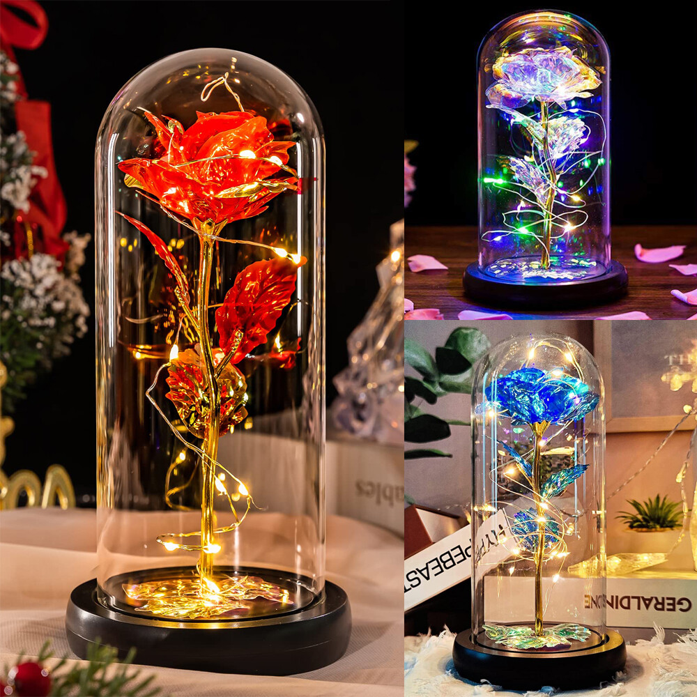 LED Eternal Galaxy Rose in Glass Enchanted Forever Flower Valentine's day Gift