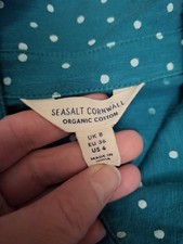 Seasalt Organic Cotton Polka Dot Teal Green Blue Mainland Dress UK 8 EU 36 USA 4