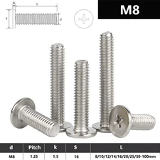 M8 Ultra Low Profile Phillips Flat Head Screws A2 Stainless Flat Head Bolts