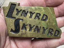 Vintage 1970's Lynyrd Skynyrd Solid Brass Belt Buckle 4790 Rock Roll Music RARE