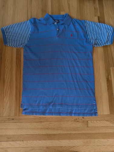 VTG Polo Ralph Lauren Polo Shirt XL Blue Red White Stripes Preppy