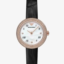 Brand New Boxed Emporio Armani Black Leather Strap Women's ladies Watch