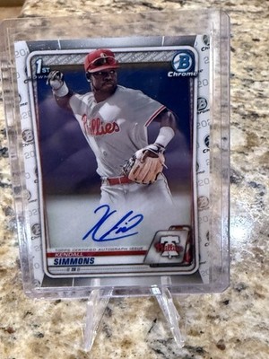 Kendall Simmons 2020 Bowman Chrome Auto CPA-KSI 1st Bowman Phillies  