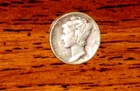 1935 SILVER MERCURY DIME - GRADES "VERY FINE"