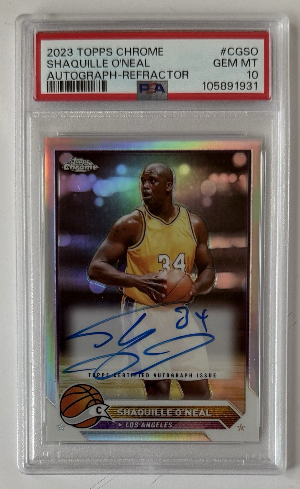Shaquille O’neal 2023 Topps Chrome Autograph Refractor PSA 10