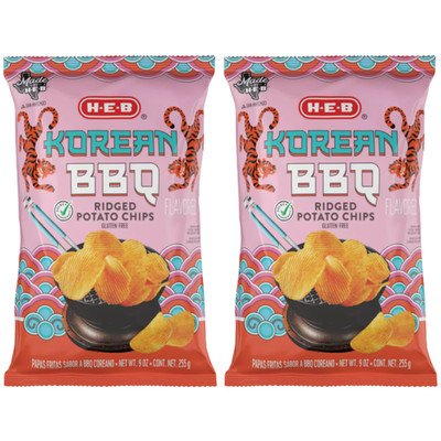 2 Pack H-E-B Ridged Potato Chips Korean BBQ Flavor 9 oz