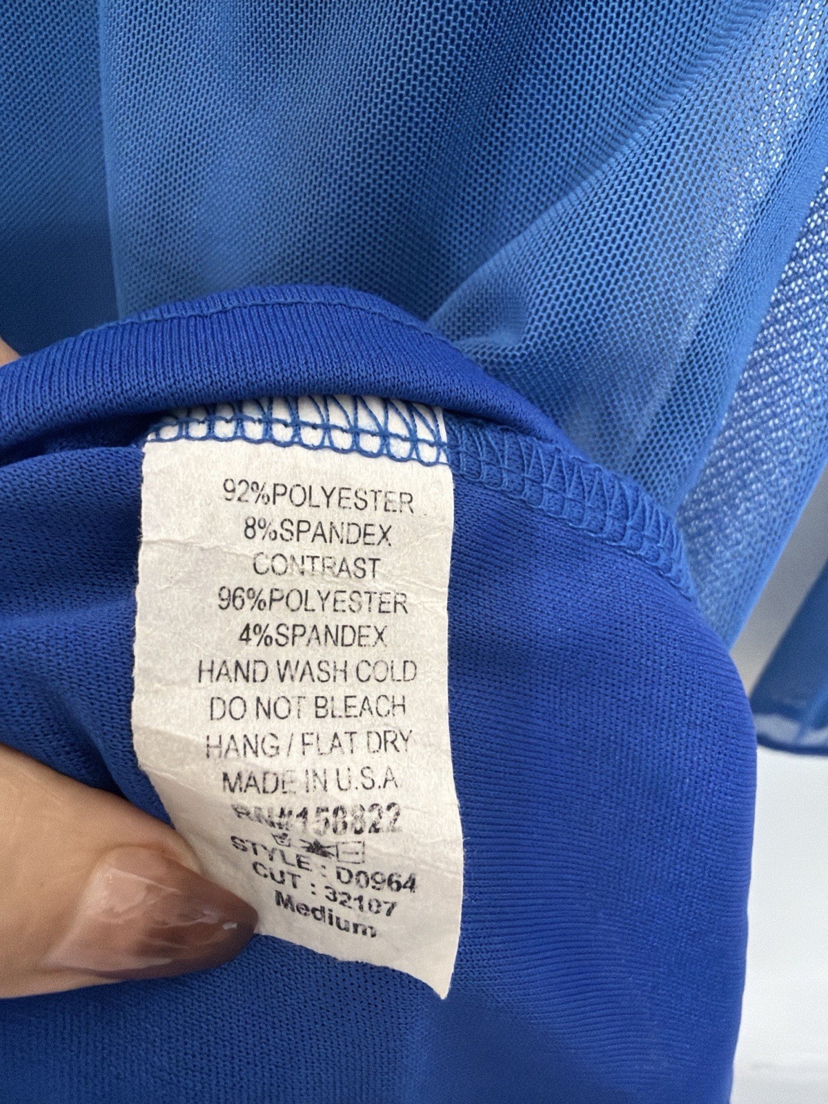 LUX LA Blue Mesh Overlay Dress Set Slip Dress Long Sleeve Medium Stretch USA)E17