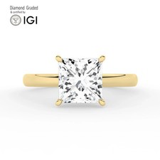 Princess Diamond Engagement Ring 14k Yellow Gold Labgrown 3.15 Ct Solitaire