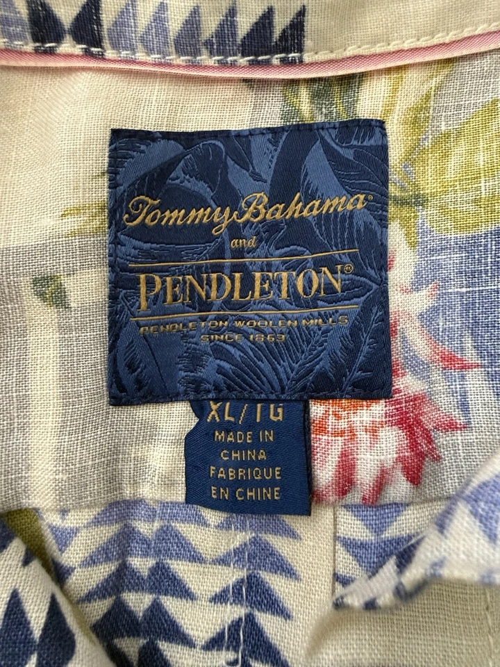 Camisa Tommy Bahama And Pendleton para mujer 100 % lino floral/tropical talla XL Foto 2 de 4