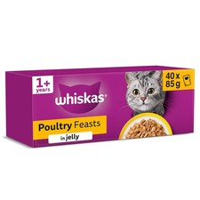 WHISKAS Adult Wet Cat Food in Jelly 40x85g Poultry Feasts 4.65 per kilo