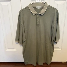 Geoffrey Beene Green Short Sleeve Pullover 3 Button Polo 100% Cotton Men’s L