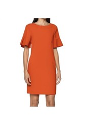 Banana Republic Coral Orange Dream Shift Dress Ruffle Sleeve Career Church Sz 6