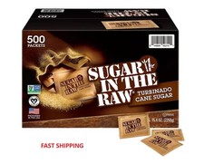 Sugar in the Raw Turbinado Cane Sugar Packets, 500 ct. Natural, Non-GMO, Vegan