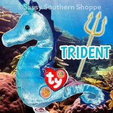 TRIDENT Ty Beanie Babies Blue SEAHORSE June 2005 BBOM Tags MWMT