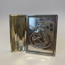 Zigarettendose Pferd Motiv Zinndruckguss Glatte Oberfl&auml;che ETUI 9cm X 7cm X cm