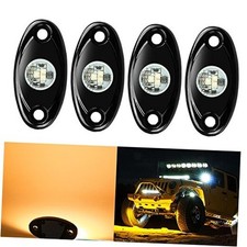 4 Pods LED Rock Lights, Waterproof LED Neon Underglow Light for Car Yellow