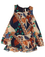 VINTAGE Womens Sleeveless Tiered Dress UK 12 Medium Multicoloured Floral AG06