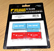 GRAHAM FARISH by BACHMANN N SCALE 4 x 20' CONTAINERS NEW IN PACK 379-350