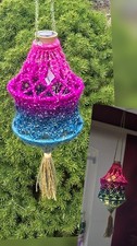 Lampion türkis ~ handmade ~ Boho ~ Hängedeko ~ incl. Solar LED+Dämmerungssensor