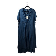 J.Jill Ocean Blue Twist Front Maxi Dress Plus Size 24W Short Sleeve Lined NWT