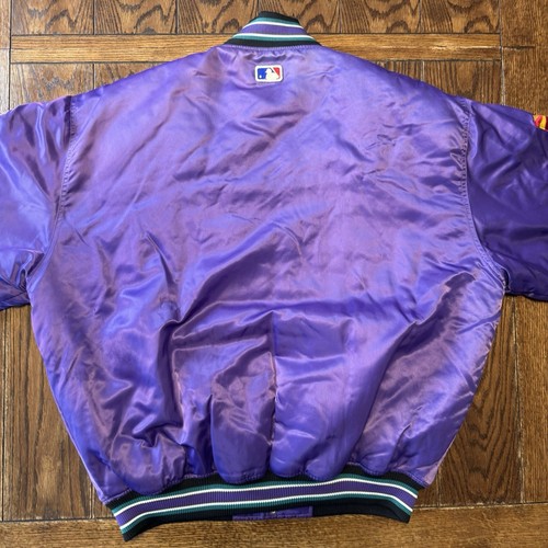 Arizona Diamondbacks Starter Jacket Mens 2XL Vintage Diamond Snap Purple Satin - Picture 10 of 12