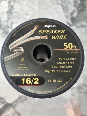 High Performance 16 Gauge Speaker Wire Oxygen Free Pure Copper Class 2 MaxBrite