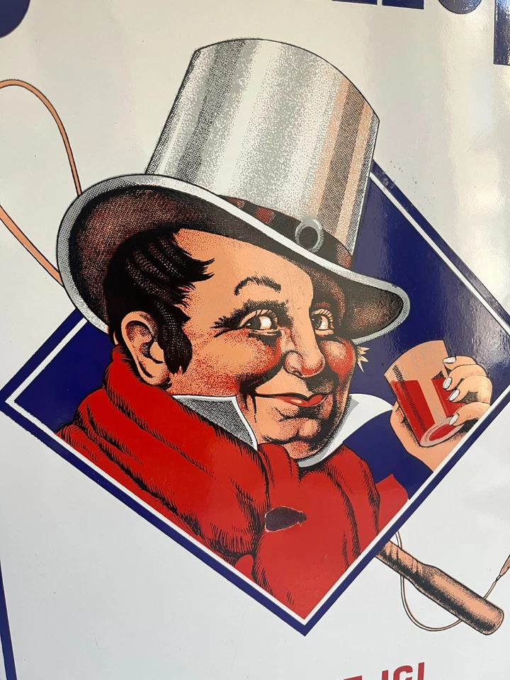 ancienne et authentique plaque émaillée "vin du postillon" plate à oreilles - Photo 3/4