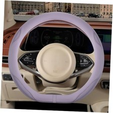 Nappa Leather Purple D Shape Steering Wheel Cover, Advanced Microfiber Leather