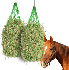 Slow Feed Hay Net for Horses 2 Pcs 40" Long and 4.0"X 4.0" Holed Hay Net for Hor