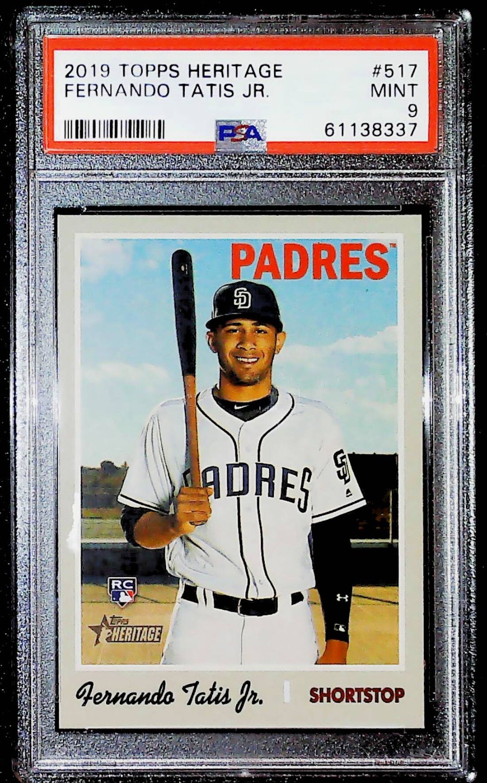 2019 Topps Heritage Fernando Tatis Jr. RC Rookie #517 Padres psa 9