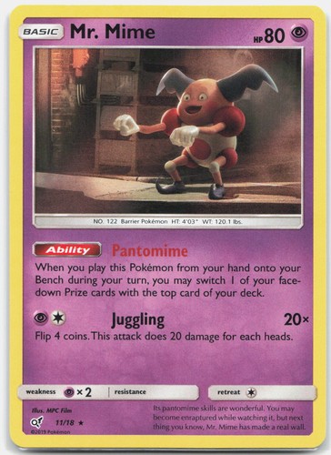 Mr. Mime 11/18 Detective Pikachu Holo Rare