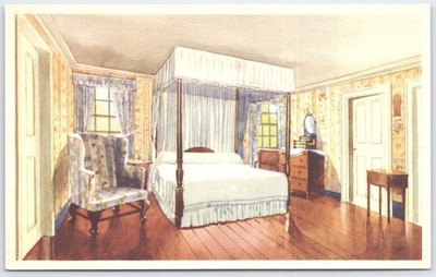 Mount Vernon General Washington's Bed Chamber 1934 Vintage Postcard