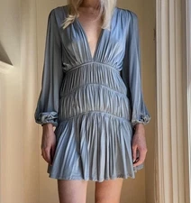 Zimmerman 3 Adorn Scrunch  Mini Dress Blue Viscose jersey  Aus L 14 Uk14 US 10